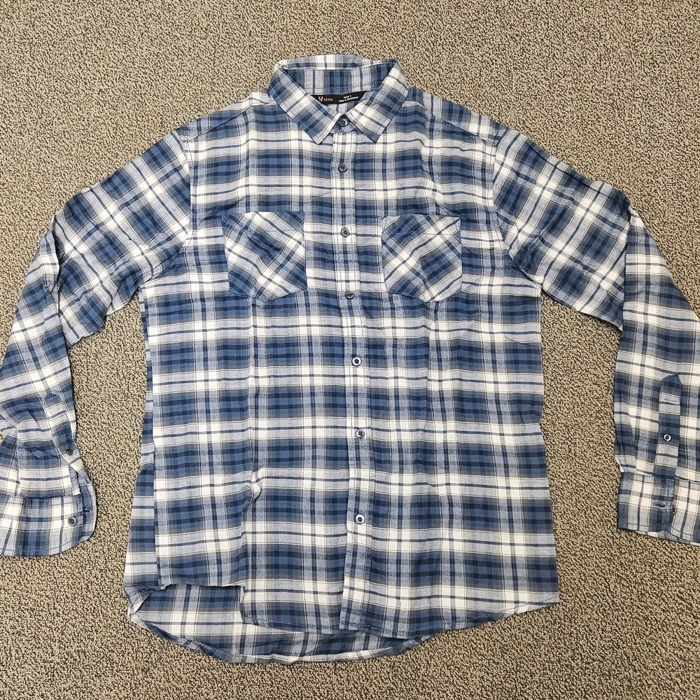 Stoic Shirt Mens Large‎ Button Down Blue Plaid Outdoorsy